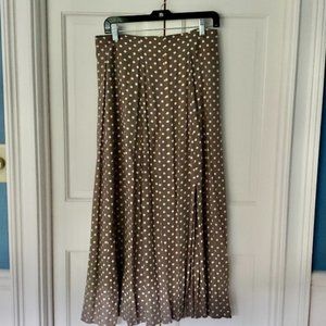 Taupe Polka Dot Skirt w/high slit